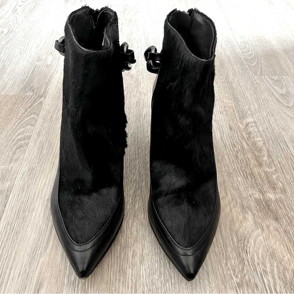 NAPOLEONI Black Leather Ankle Boots with Chain Size 36 - Picture 3 of 9
